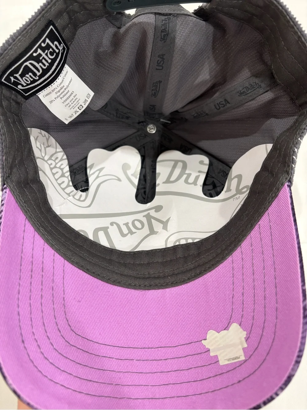 Von Dutch Purple Plaid Cap with Embroidered Wings